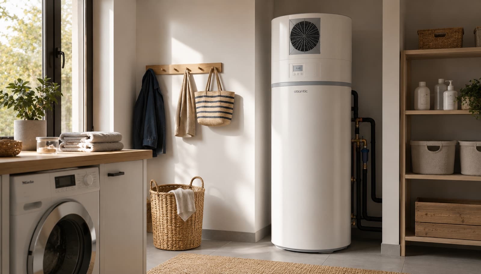 Local technique équipé d'un chauffe-eau thermodynamique
