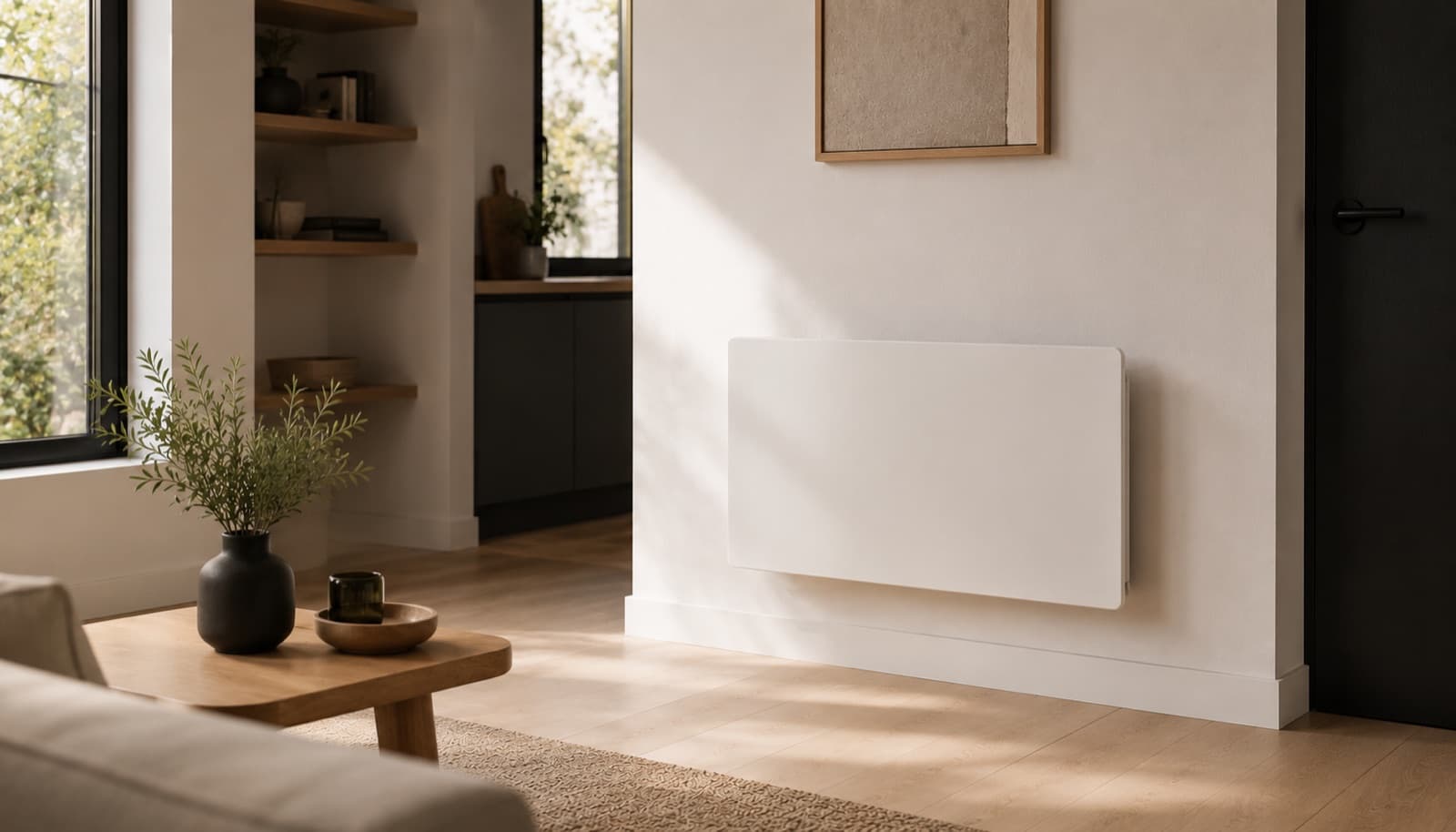 Radiateur électrique à inertie dans un intérieur contemporain